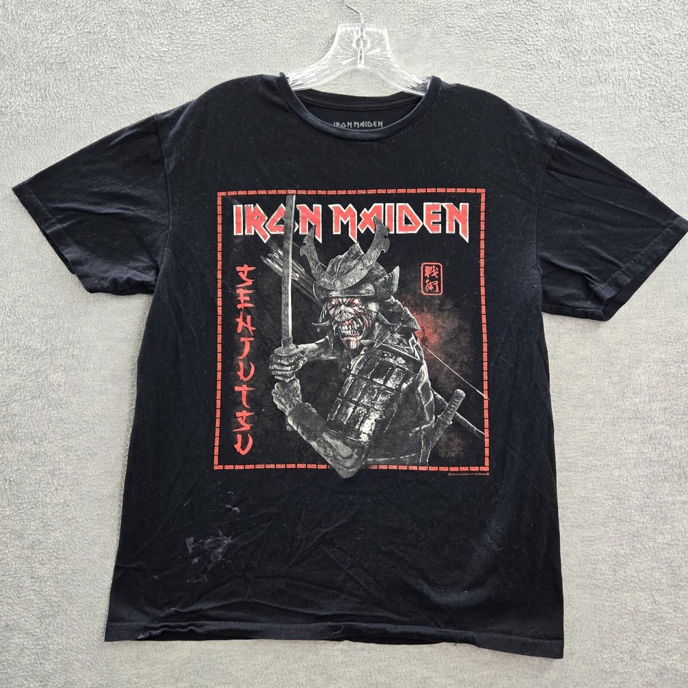 Iron Maiden Men Shirt Medium Black Senjutsu Samurai Graphic Metal Band READ